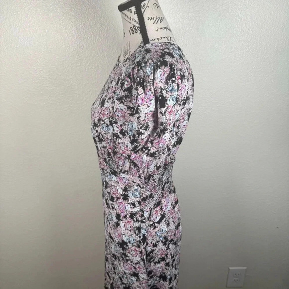 AFRM Jamie Ditzy Floral Midi Dress Slit Puff Sleeves Cottage Open Back Size M - Picture 6 of 12